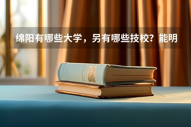 绵阳有哪些大学,另有哪些技校?能明细列出吗?