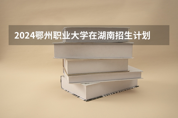 2024鄂州职业大学在湖南招生计划 招多少人