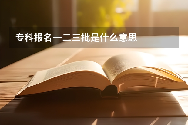 专科报名一二三批是什么意思